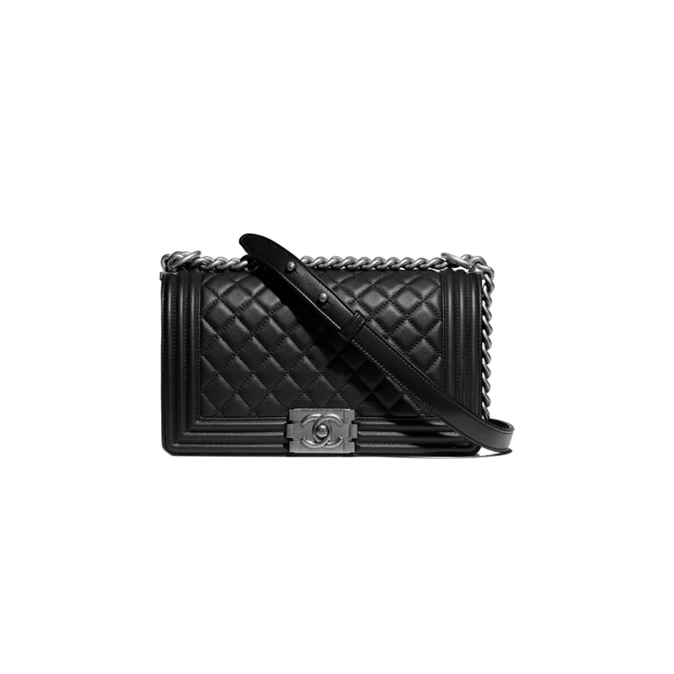 CHANEL CAVIAR MEDIUM CALFSKIN QUILTED BOY FLAP BLACK A67086 (25*15*9cm)
